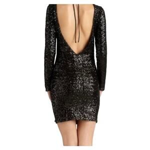 La Cite V-Back Sequin Mini Dress Black Medium